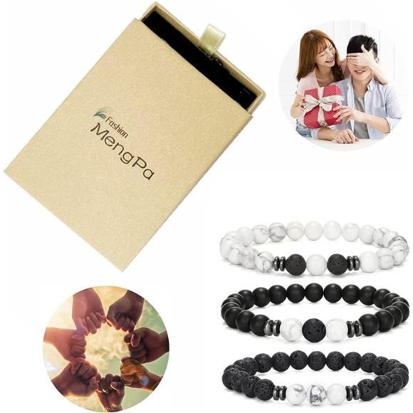 Mens Beaded Bracelets Matte Lava Rock Volcanic Stone Beads Fashion Jewelry - Picture 7 of 7